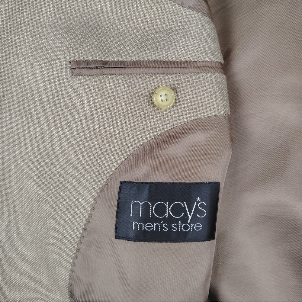 Lauren Ralph Lauren 42L Mens Sport Coat Tan Linen Blend 2 Button Blazer Macy's - Picture 7 of 15
